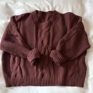 Cozy Maroon Cable Knit Sweater